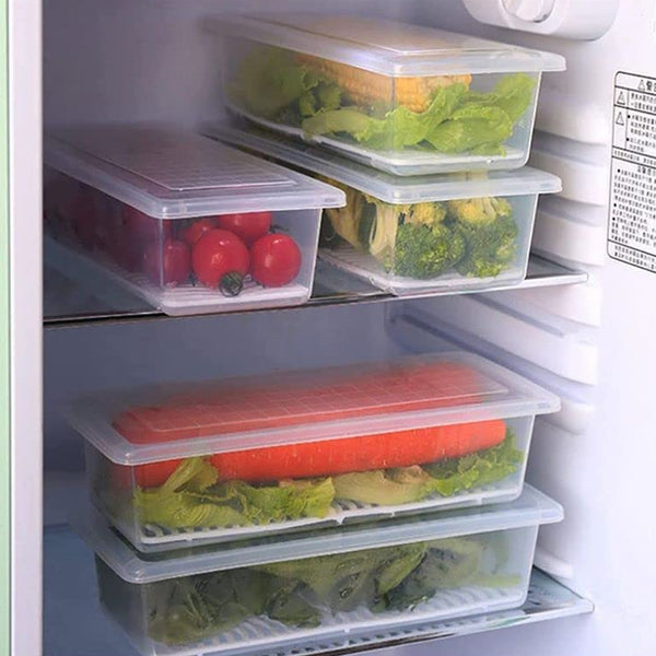 Food Storage Containers with Lid & Drain Plate for Fridge & Freezer(Set of 6 – 1500ml)