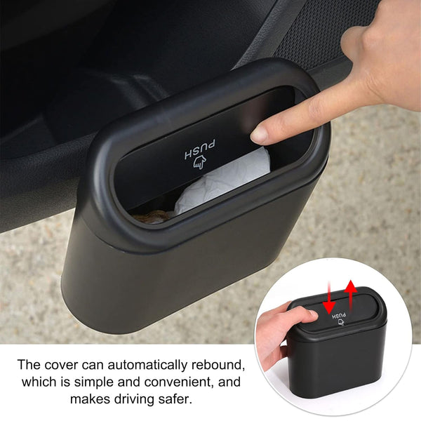 Plastic Mini Car Trash Can with Lid | Waterproof, Leak-Proof Hanging Garbage Bin for Car, Home & Office (1 Pc with Brown Box)