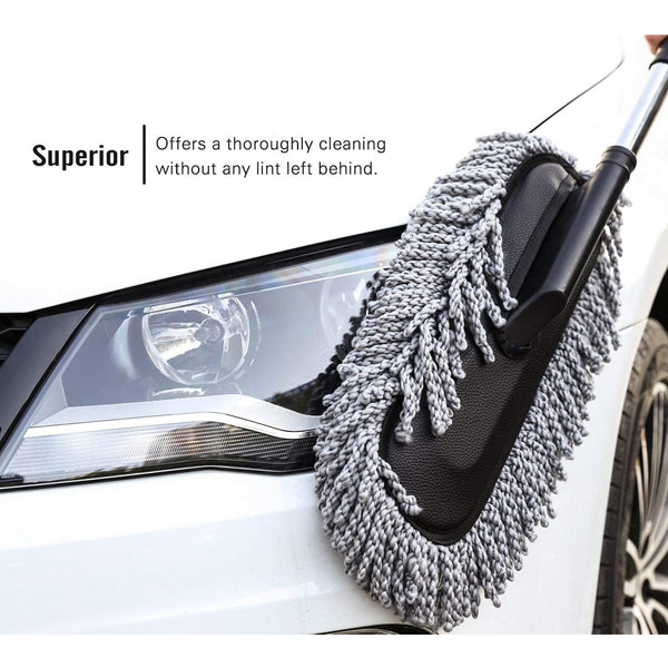 Car Duster | Long Retractable Microfiber Cleaning Brush for Car & Home | Adjustable Non-Slip Handle | Interior & Exterior Cleaning Tool (1 Pc