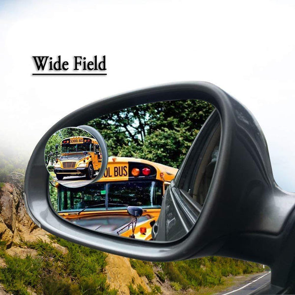 Frameless Blind Spot Round Wide-Angle Adjustable Convex Rear View Mirror (2 Pc Set)