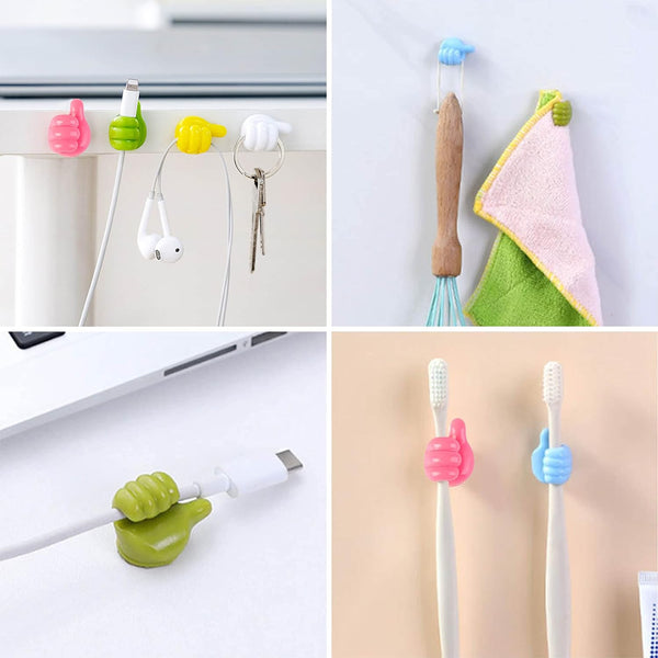Thumb Cable Clips (Pack of 10) – Multi-Functional Cord Holder & Wall Hook | Cable Organizer for Desk, Home, Office, Car